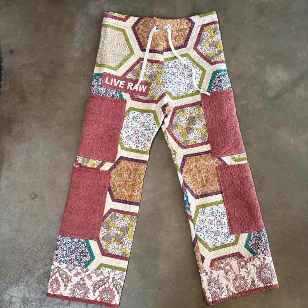 Live Raw Upcycled Quilted 4 Pkt Pants Sz 34 x 29 (1 of 1)